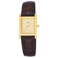 Pulsar Women's Gold-Tone Case Watch w/ Brown Patterned Strap